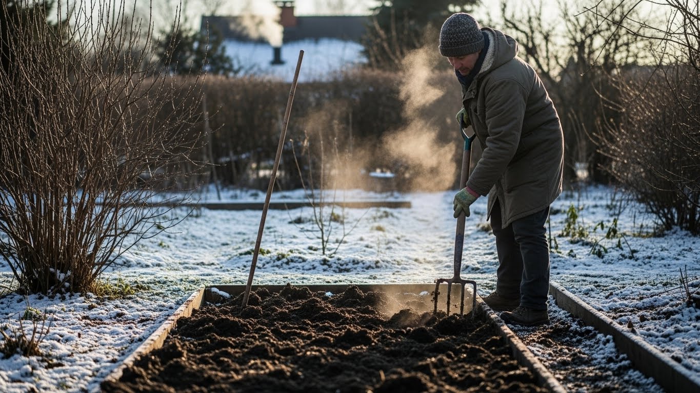 Preparing soil in December